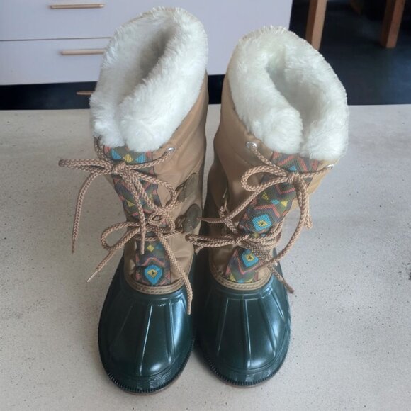 LACROSSE ( 4 ) Girls Snow Boots, Insulated Waterproof Aztec Design Boots - Picture 6 of 14